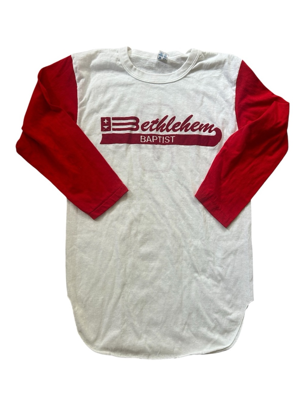 Vintage Champion Bethlehem Baptist Tee Single Stitch 50/50 Large Red and White